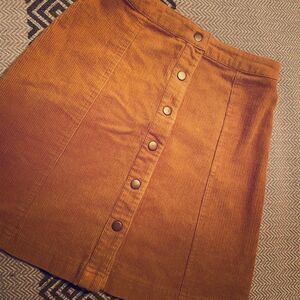 Soprano mustard yellow corduroy button up skirt